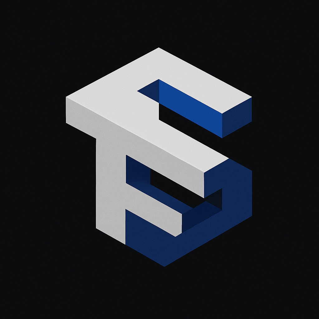 Stylized 3D Geometric ST Logo Design in Navy and White