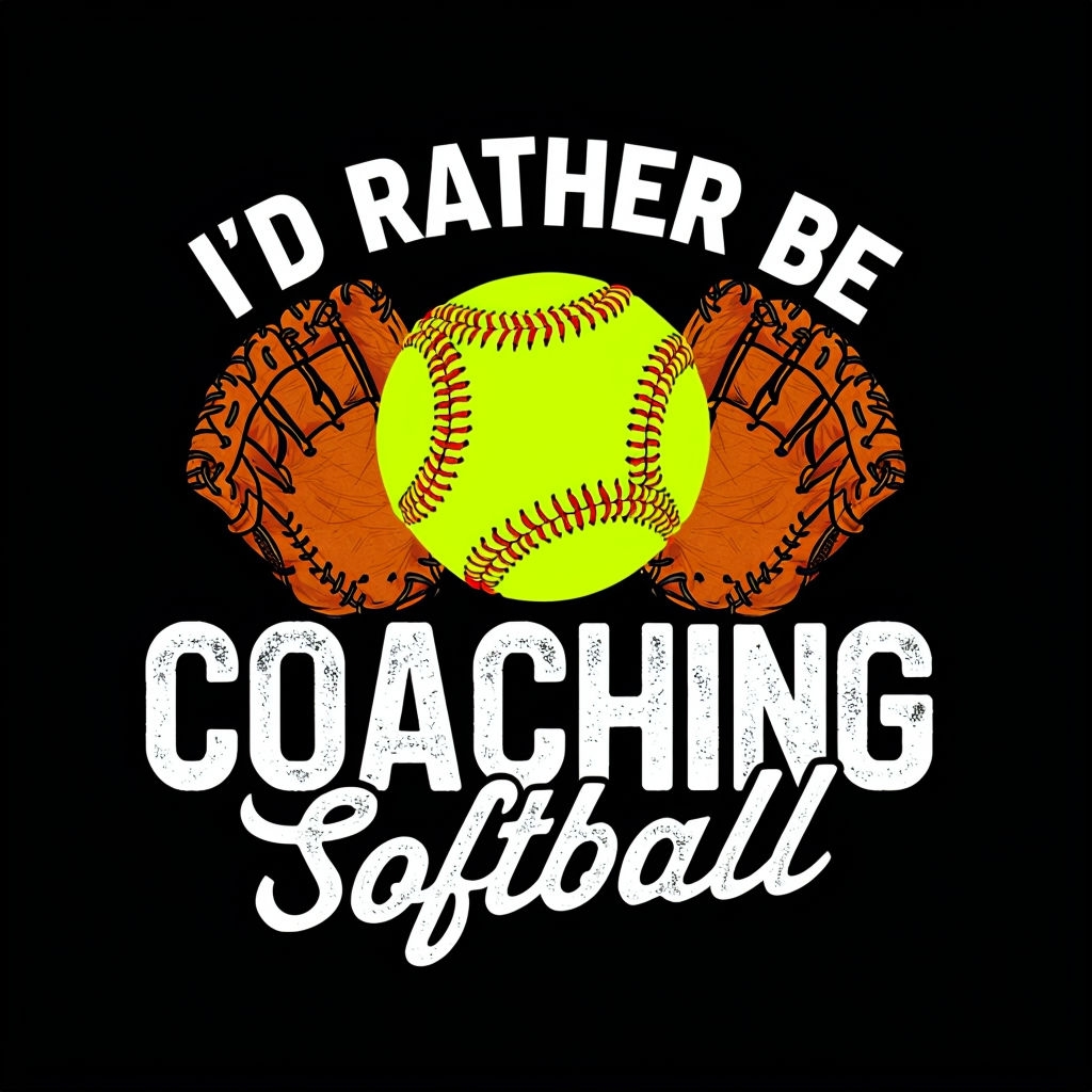 I'd Rather Be Coaching Softball Graphic T-Shirt