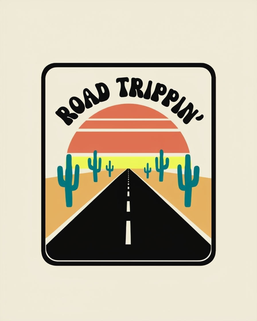 Retro Road Trippin' Desert Highway Graphic T-Shirt
