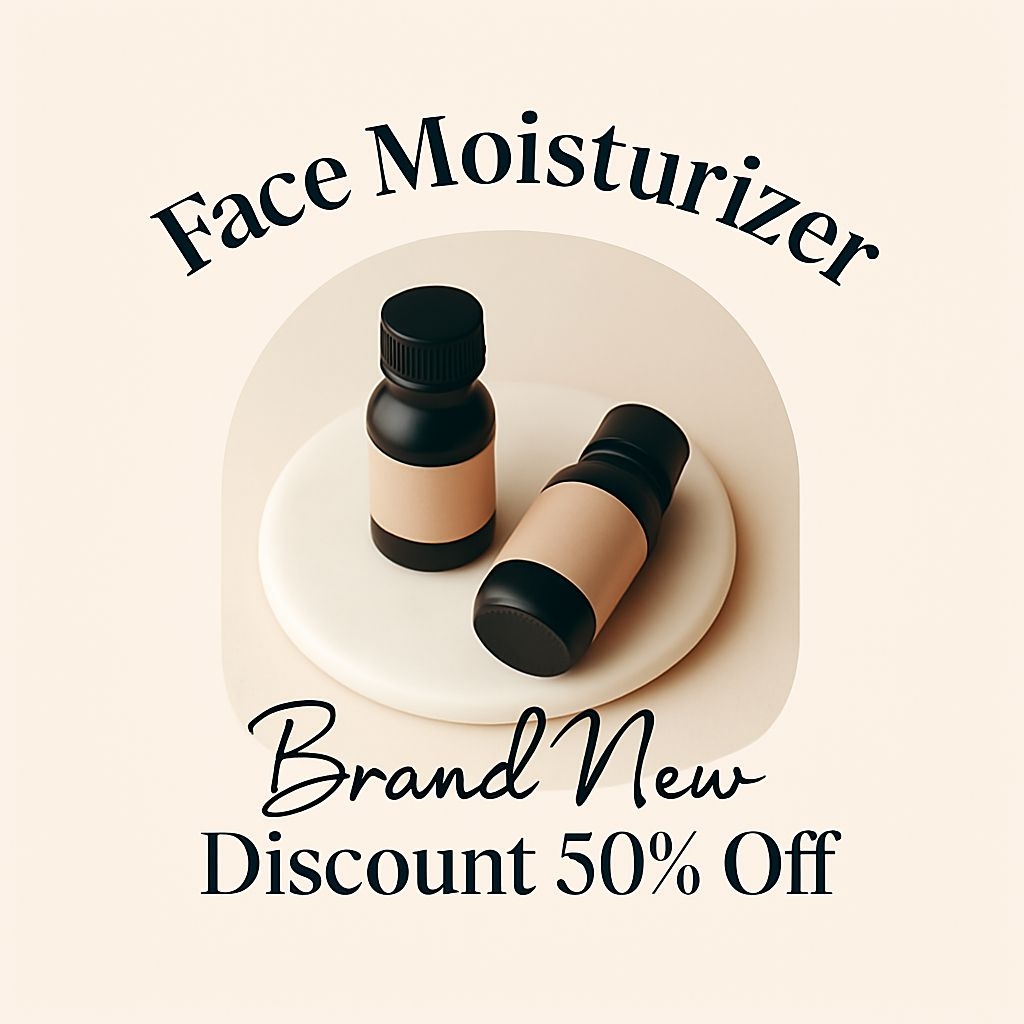 Minimalist Face Moisturizer Advertisement with Discount Offer Ads