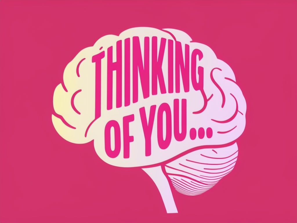 Playful Thinking of You Brain Illustration Design for Card Invites