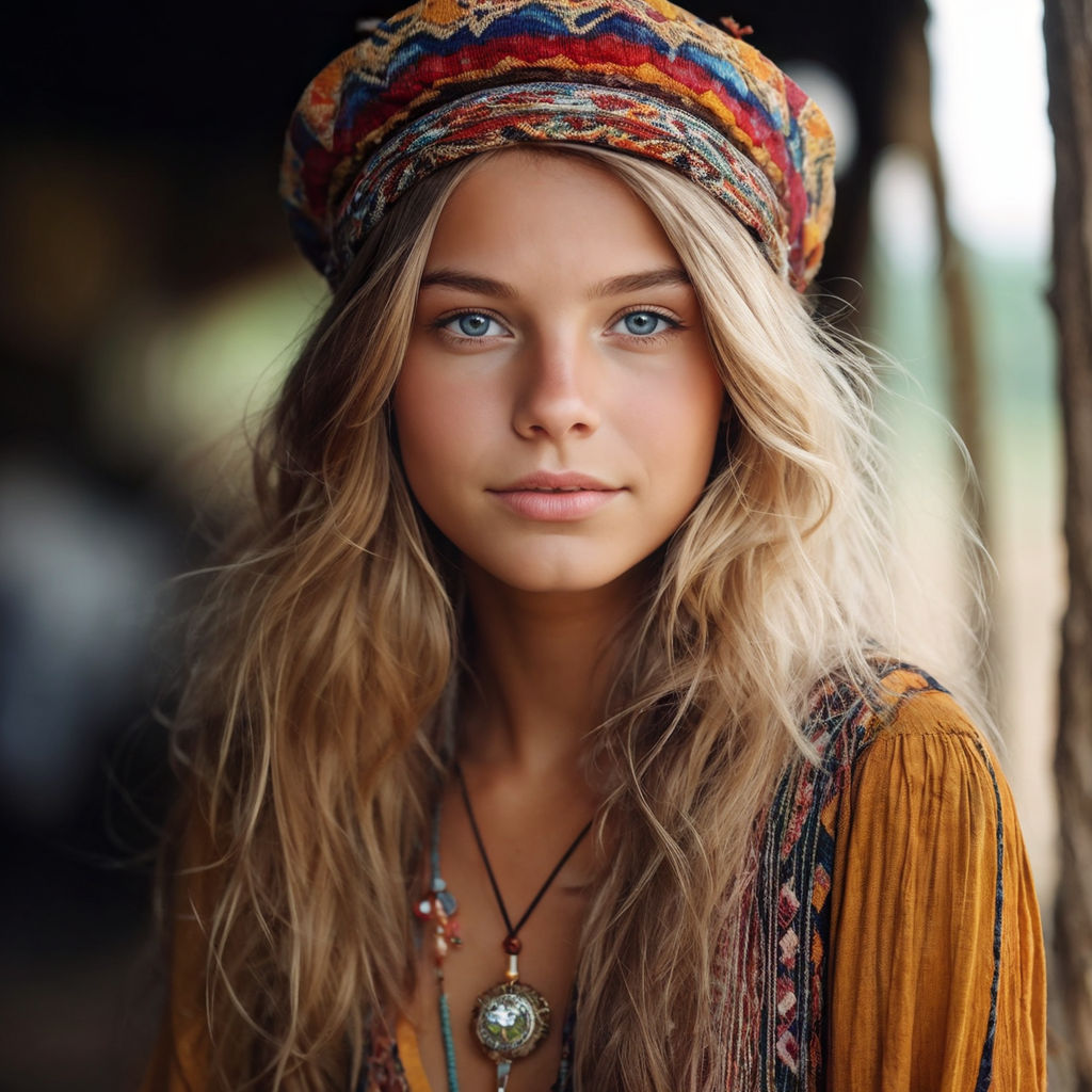 stunningly beautiful hippie girl