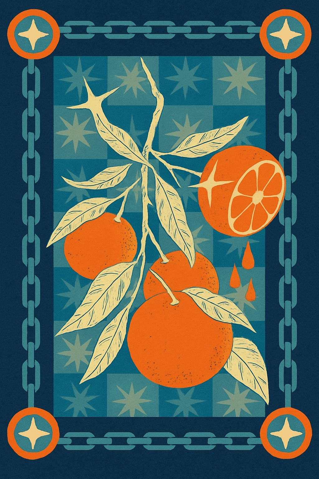 Vintage Oranges Retro Illustration T-Shirt