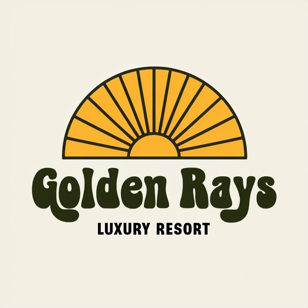 Playful Retro Golden Rays Logo for Luxury Resort