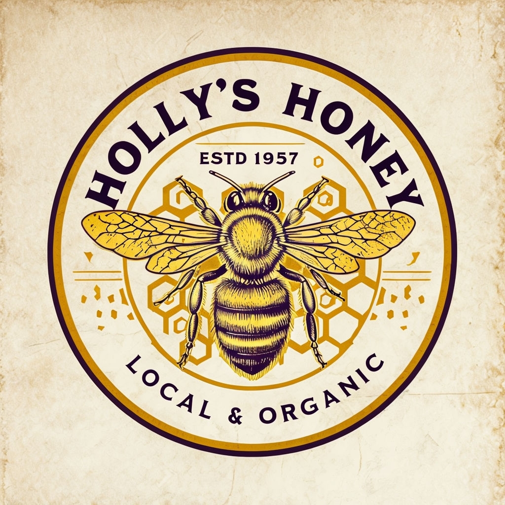 Vintage Bee Logo Design for Holly's Honey Brand