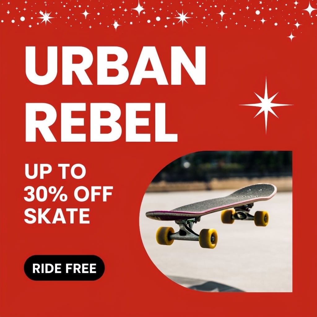 Vibrant Urban Rebel Skateboard Advertisement Design Ads