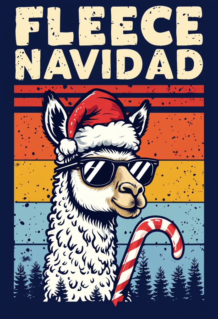 Cool Vintage Alpaca Fleece Navidad Christmas T-Shirt