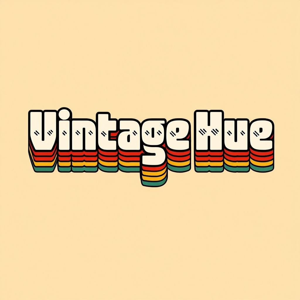 Bold Vintage Hue Retro Logo Design with Colorful Shapes