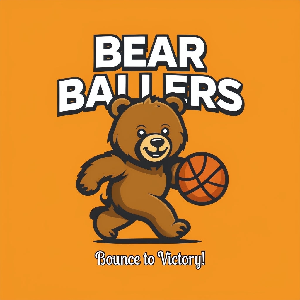 Playful Bear Ballers Basketball Team Logo