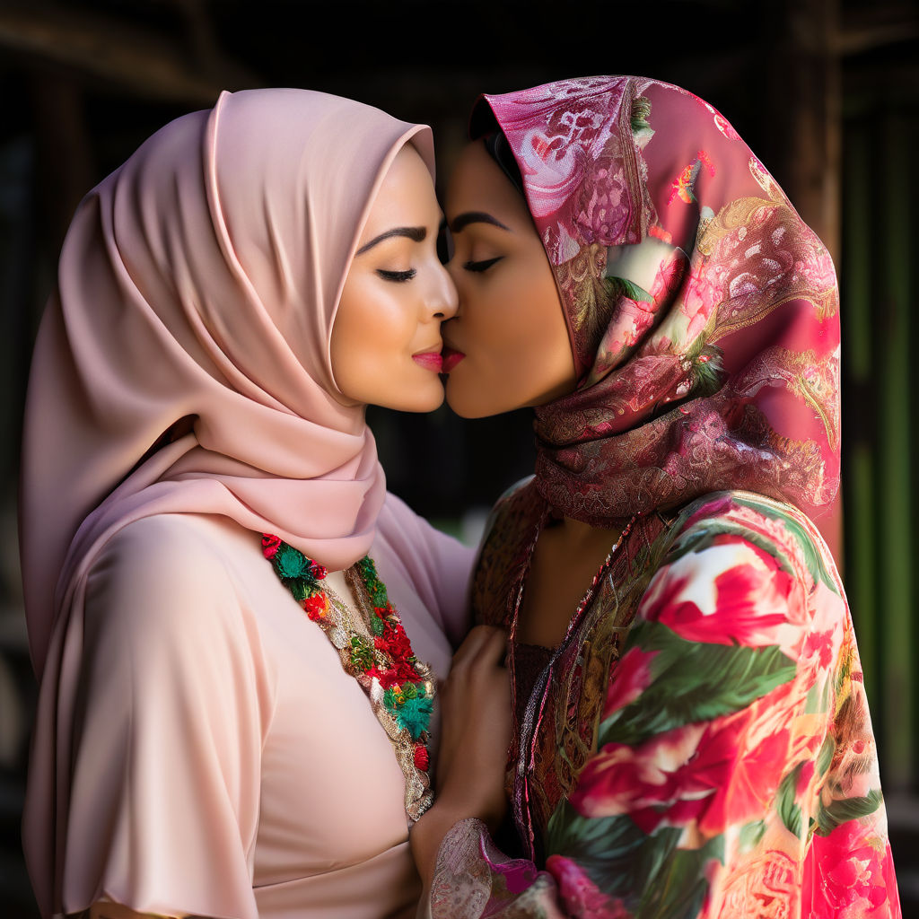 hijab lesbians kissing