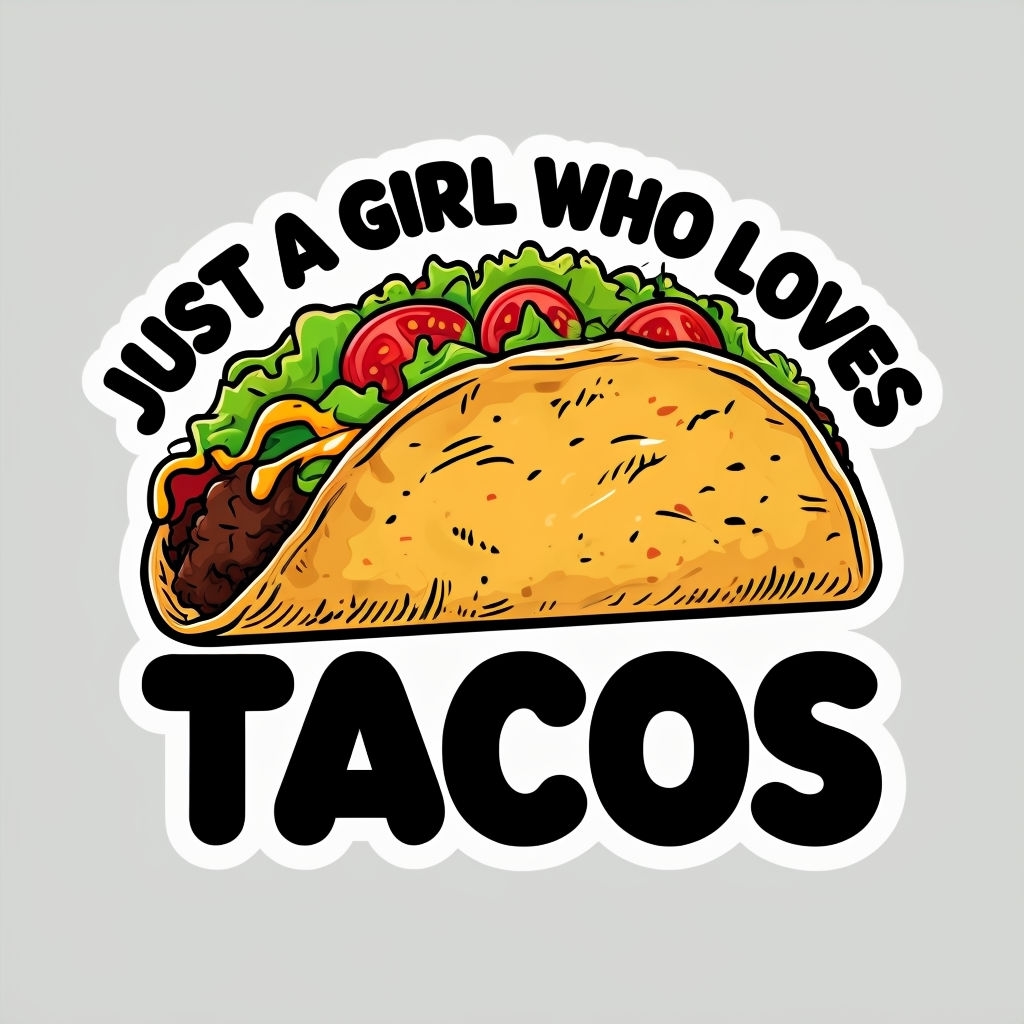 Just a Girl Who Loves Tacos Cartoon Sticker