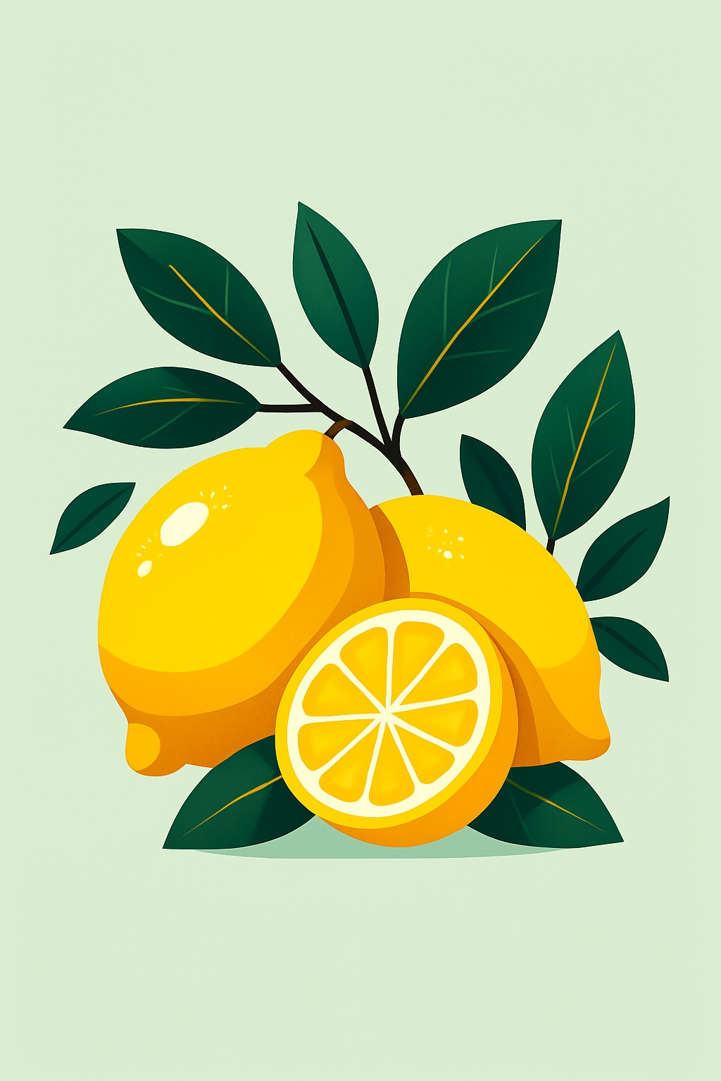 Fresh Lemons on Branch Digital Illustration Phone Case Cover
