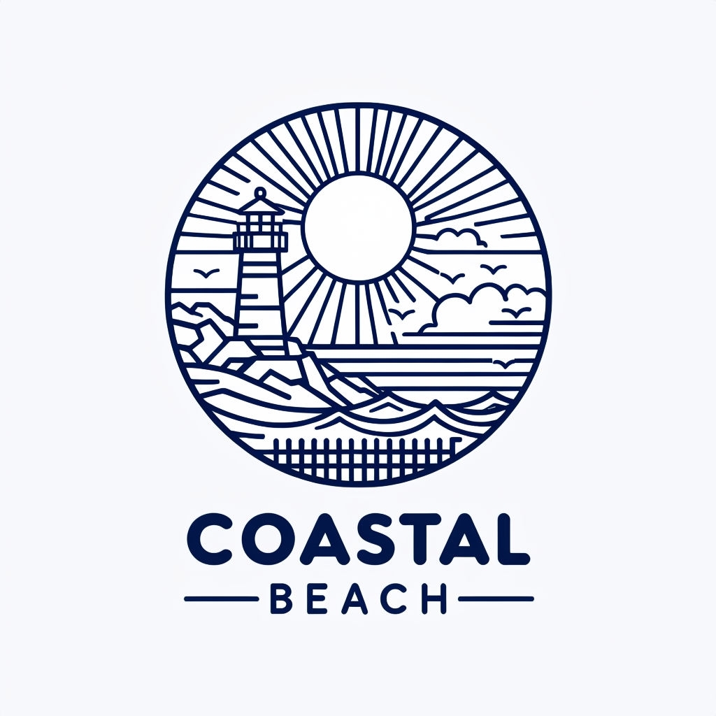 Minimalist Coastal Beach Line Art Logo Design for Branding