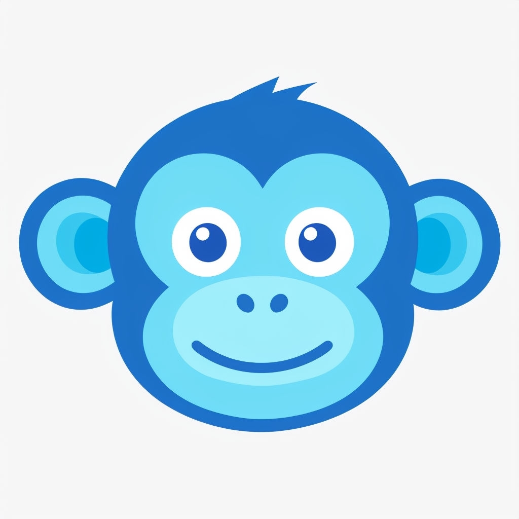 Playful Blue Cartoon Monkey Face Illustration Sticker