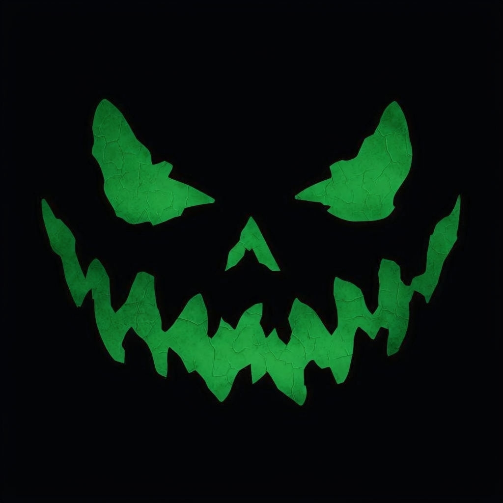 Eerie Green Jack-o'-Lantern Face Illustration T-Shirt