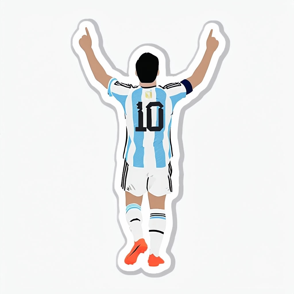 Iconic Celebratory Argentina Soccer Player Illustration Sticker