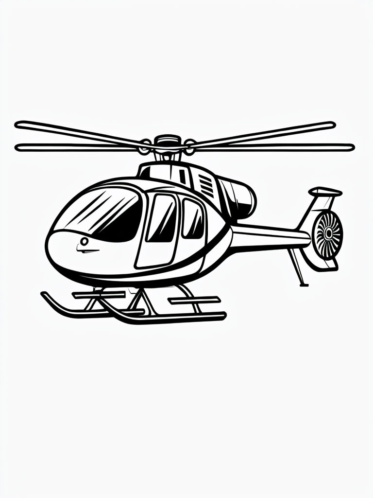 Black and White Helicopter Outline for Coloring Book Pages
