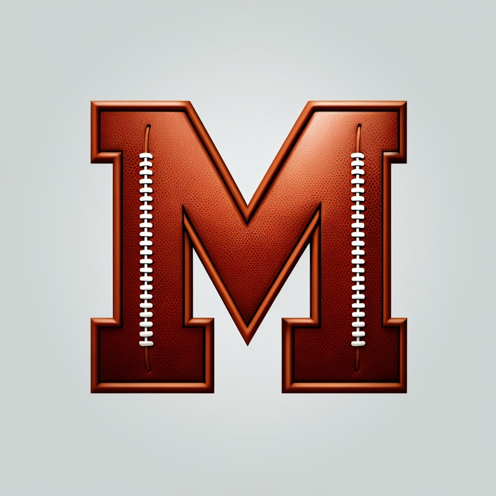 Stylish Brown Football-Inspired 'M' Monogram Design Sticker