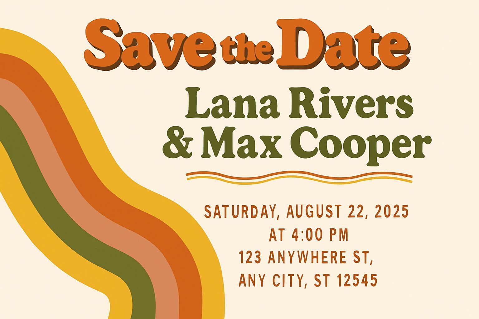 Retro Warm Color Save the Date Invitation Design for Events Cards & Invites
