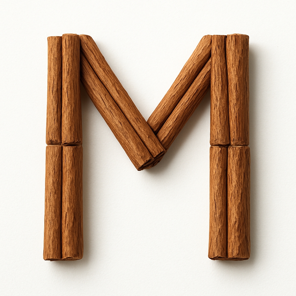 Minimalist Cinnamon Stick Letter M Photograph Design Monogram