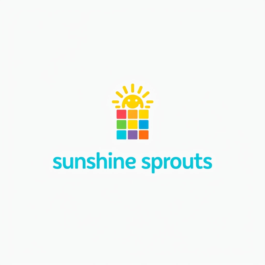 Minimalist Cheerful Sunshine Sprouts Logo Design for Kids Logo