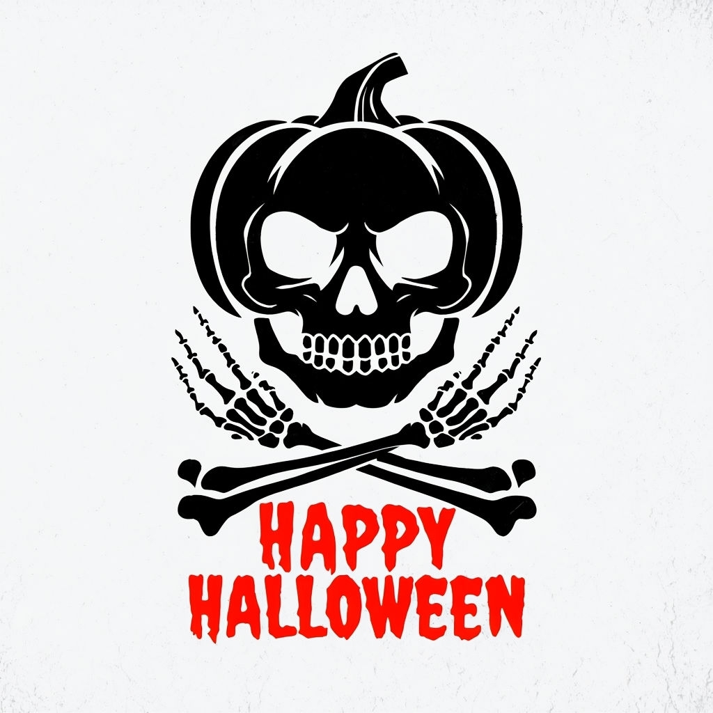 Halloween Skull Pumpkin Jack-o'-Lantern Design T-Shirt