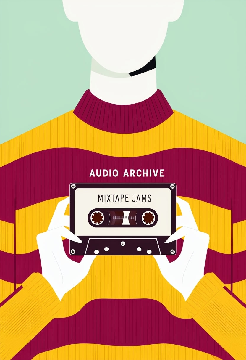 Modern Minimalist Audio Archive Mixtape Jams Illustration Poster