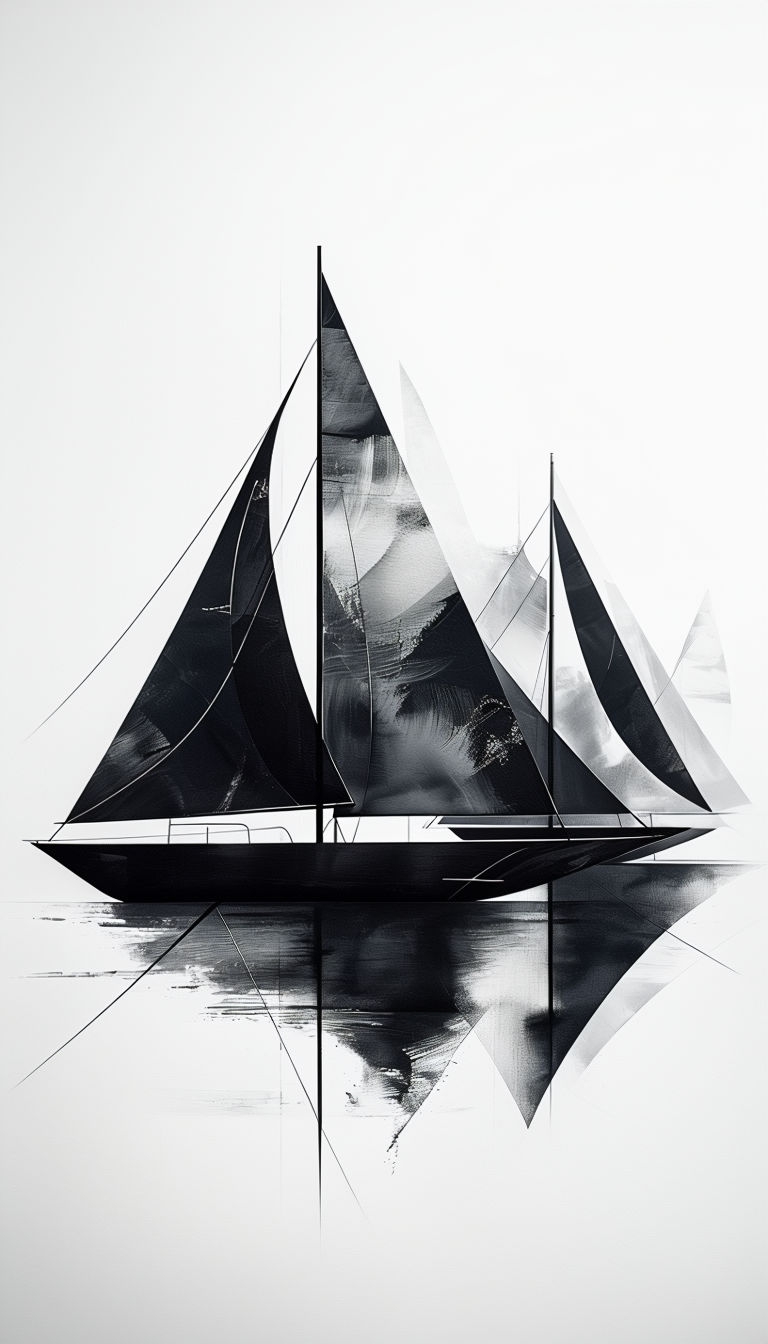 Monochromatic Abstract Sailboats Artwork for Phone Case Covers