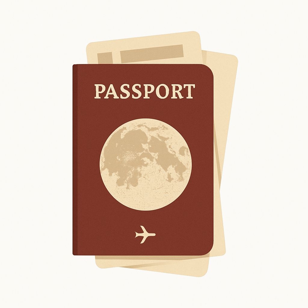 Burgundy Passport with Moon Graphic Minimalist Sticker