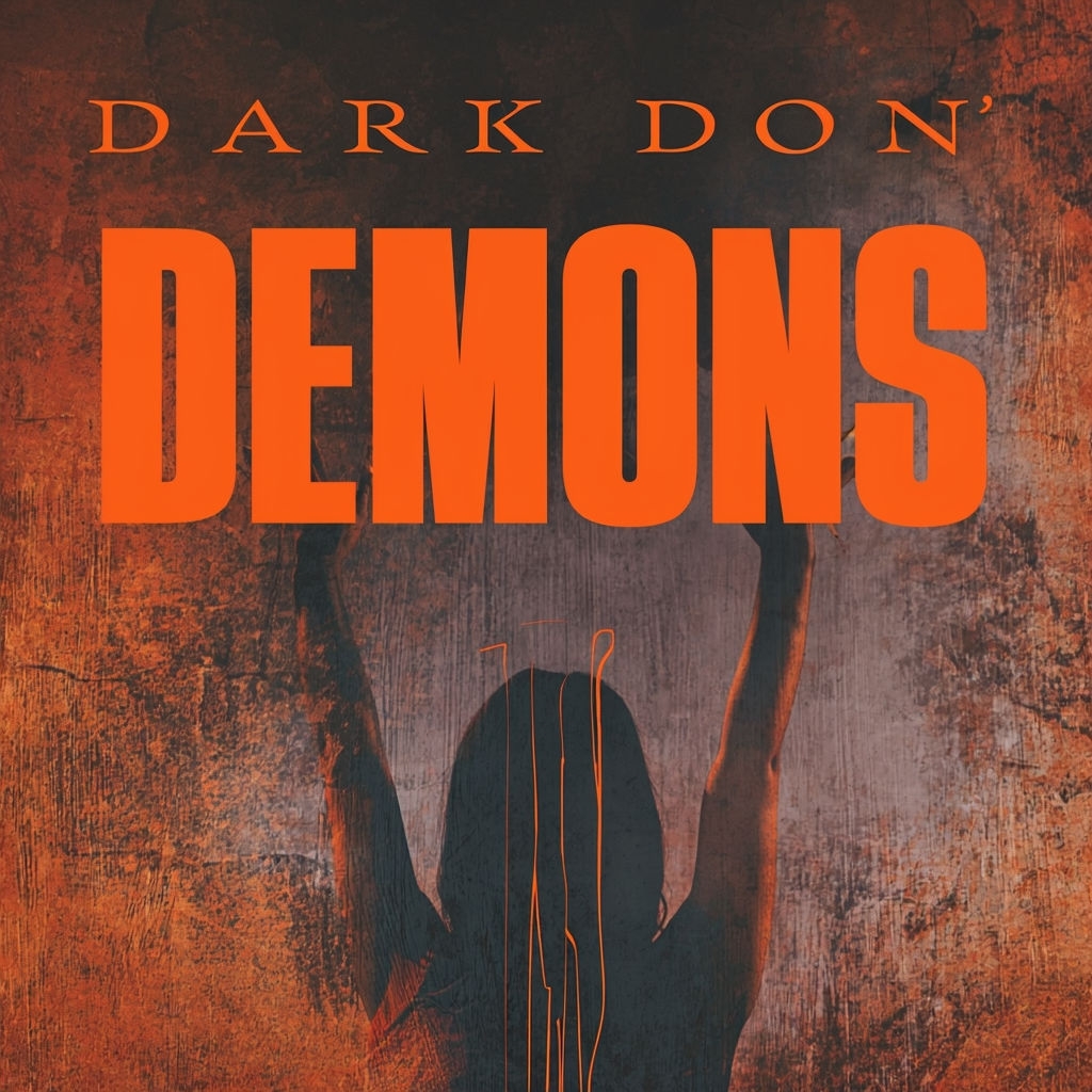 Dark Demons Album Cover with Fiery Orange Typography Design