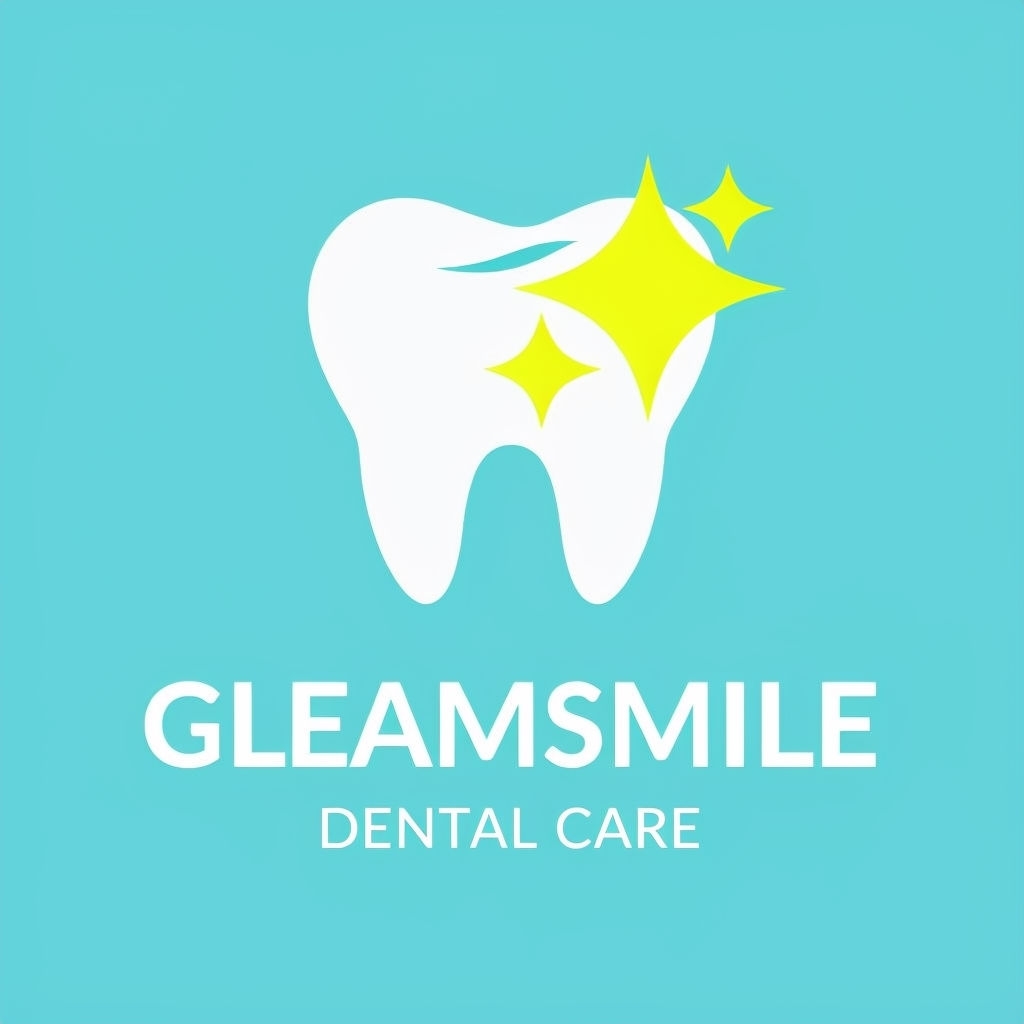 Minimalist GleamSmile Dental Logo with Sparkling Tooth Design