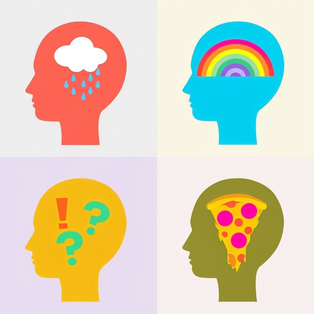 Stylized Human Head Silhouettes in Colorful Grid Design Seamless Pattern