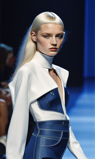 A model on a mugler denim spring summer 2025 collection run... by Wei ...