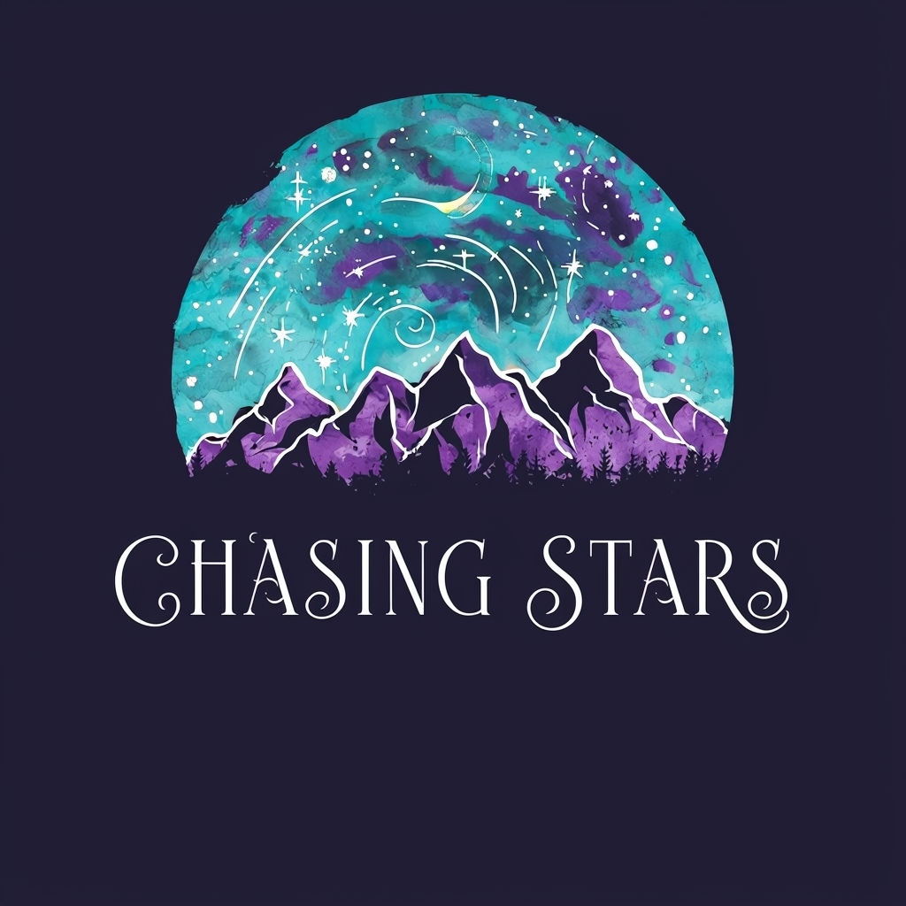 Chasing Stars Mountain Range T-Shirt Design