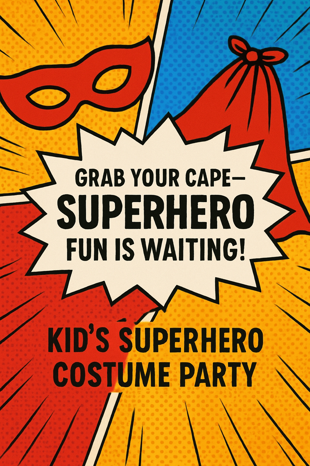 Vibrant Comic Book Superhero Costume Party Invitation Design Cards & Invites
