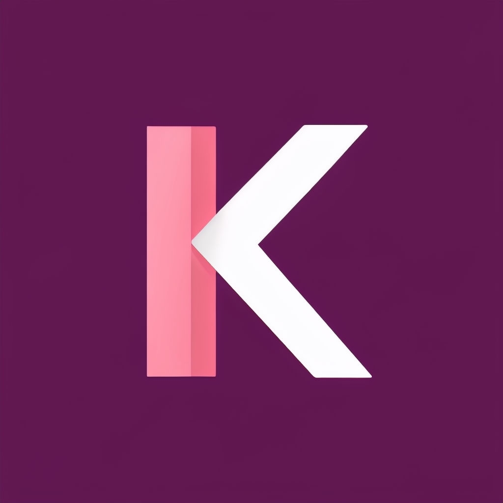 Stylized Modern Letter K Design on Purple Background Monogram