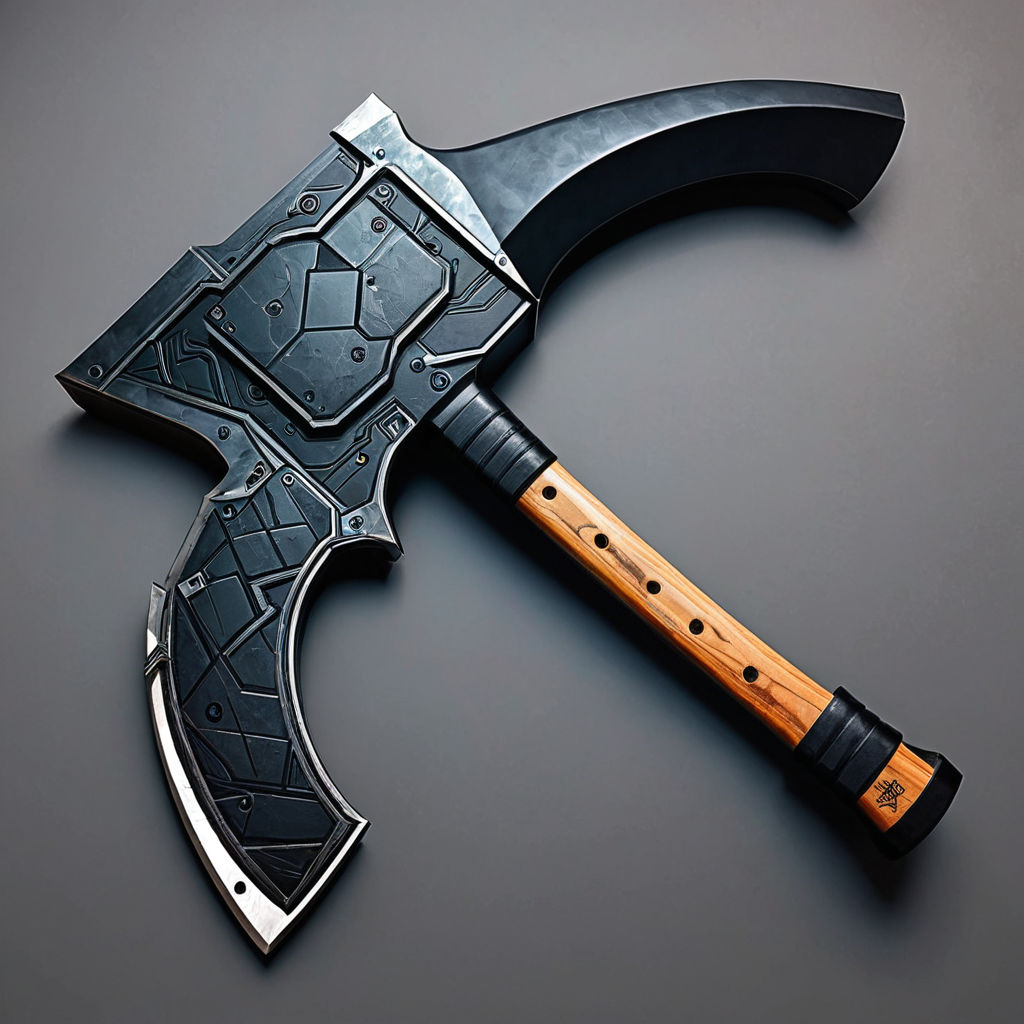 A cyberpunk axe with a square handle inspired by butcher kni... by ...