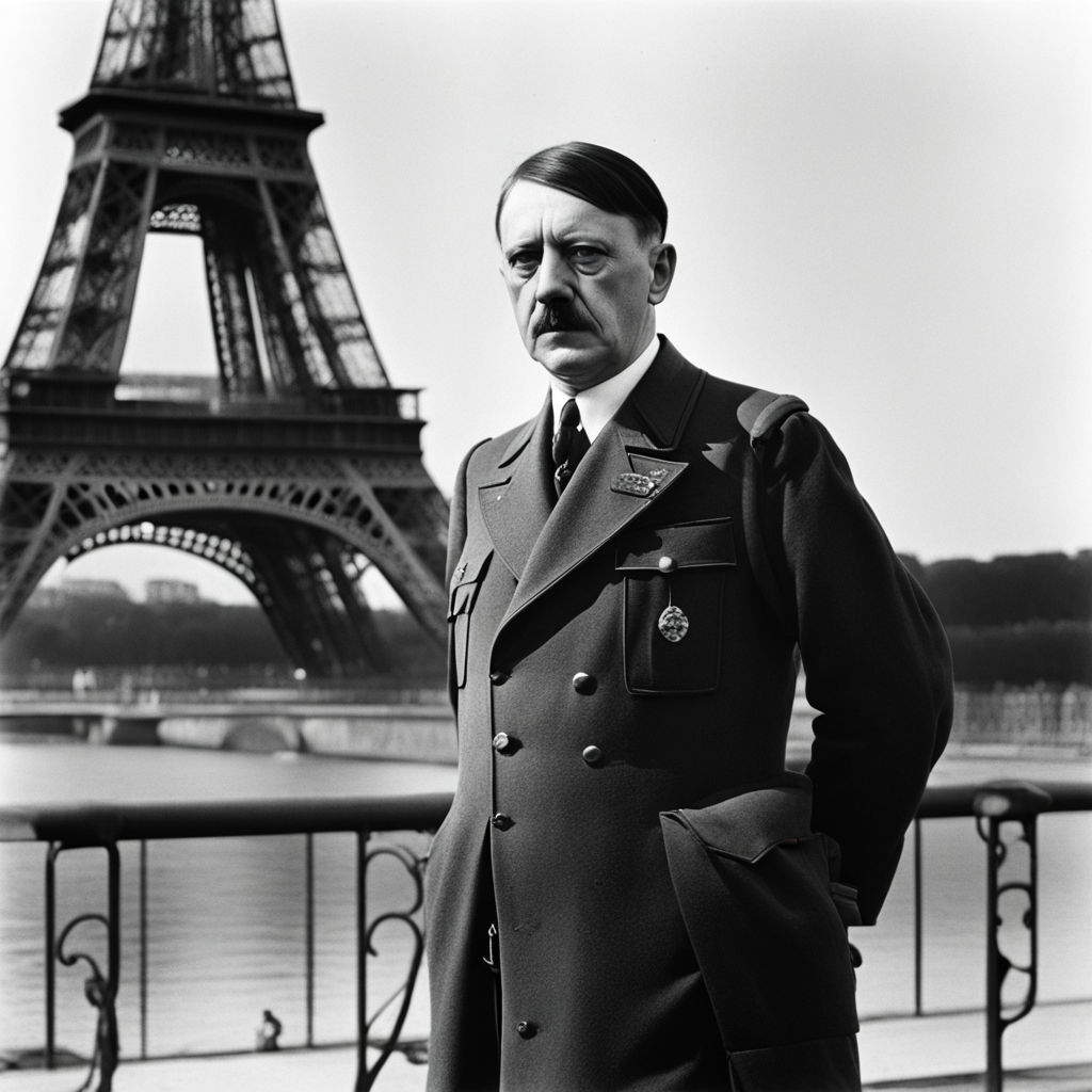 photo of adolf hitler in front of the eiffel tower in paris by Atabey ...