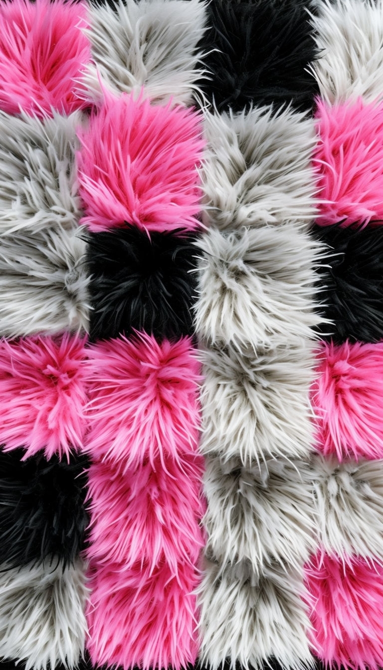 Colorful Fuzzy Checkerboard Pattern Phone Case Cover