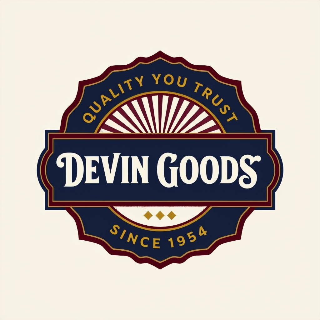 Vintage Quality You Trust Devin Goods Logo Design