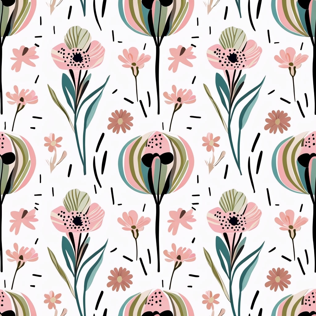 Stylized Pastel Floral Seamless Pattern for Modern Decor