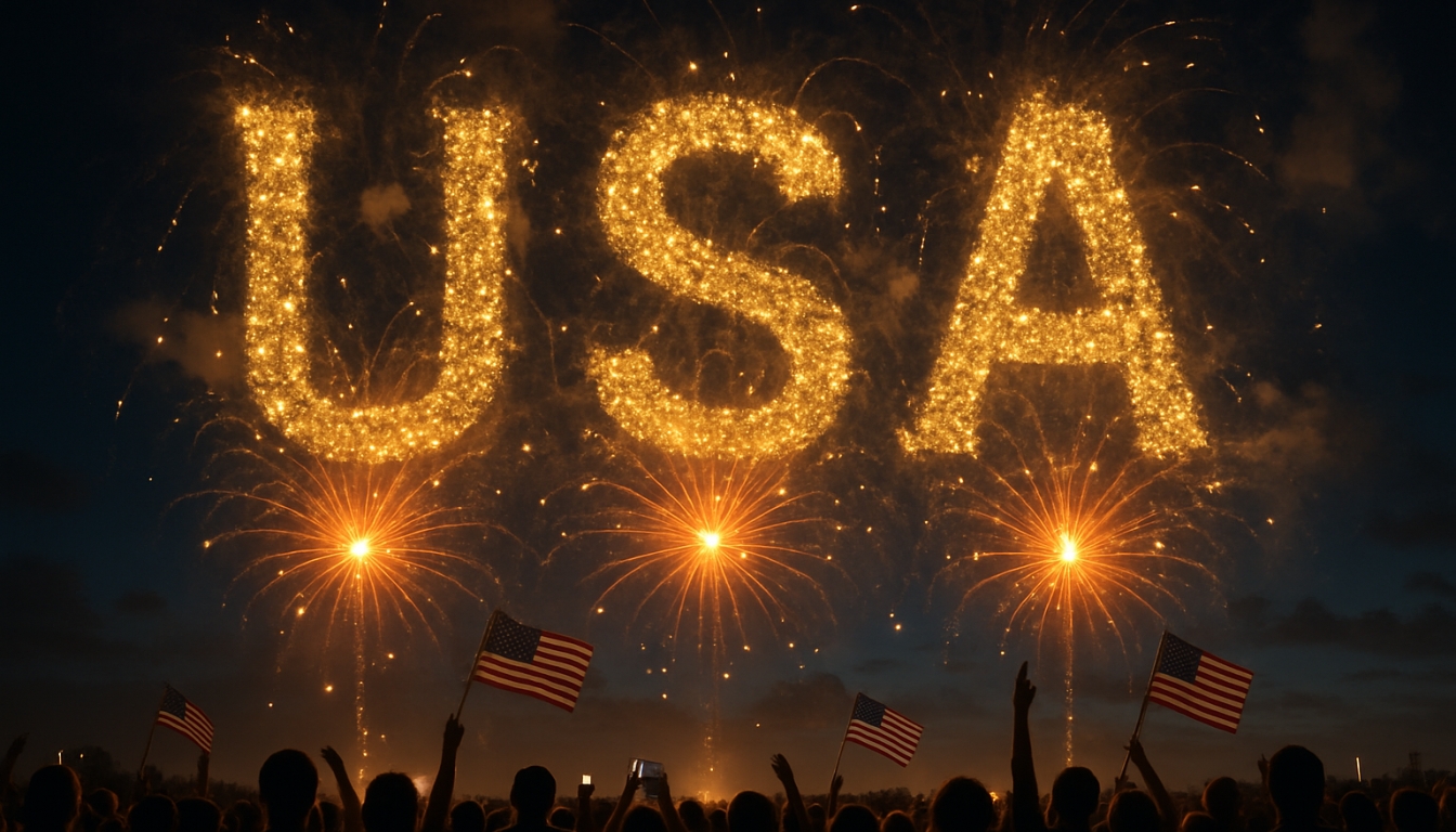 Patriotic Night Celebration with USA Fireworks Virtual Background