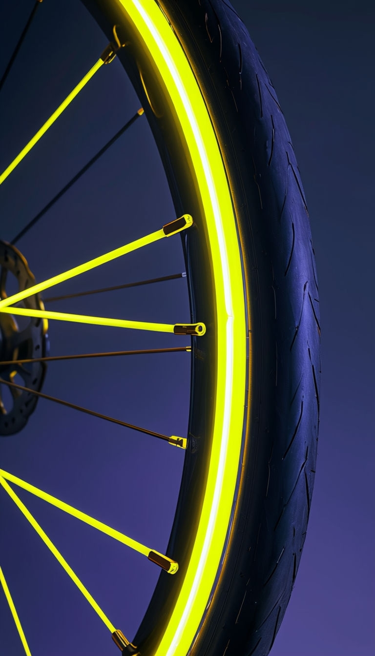Neon Yellow Spokes Bicycle Wheel Close-Up Photo Mobile Wallpaper