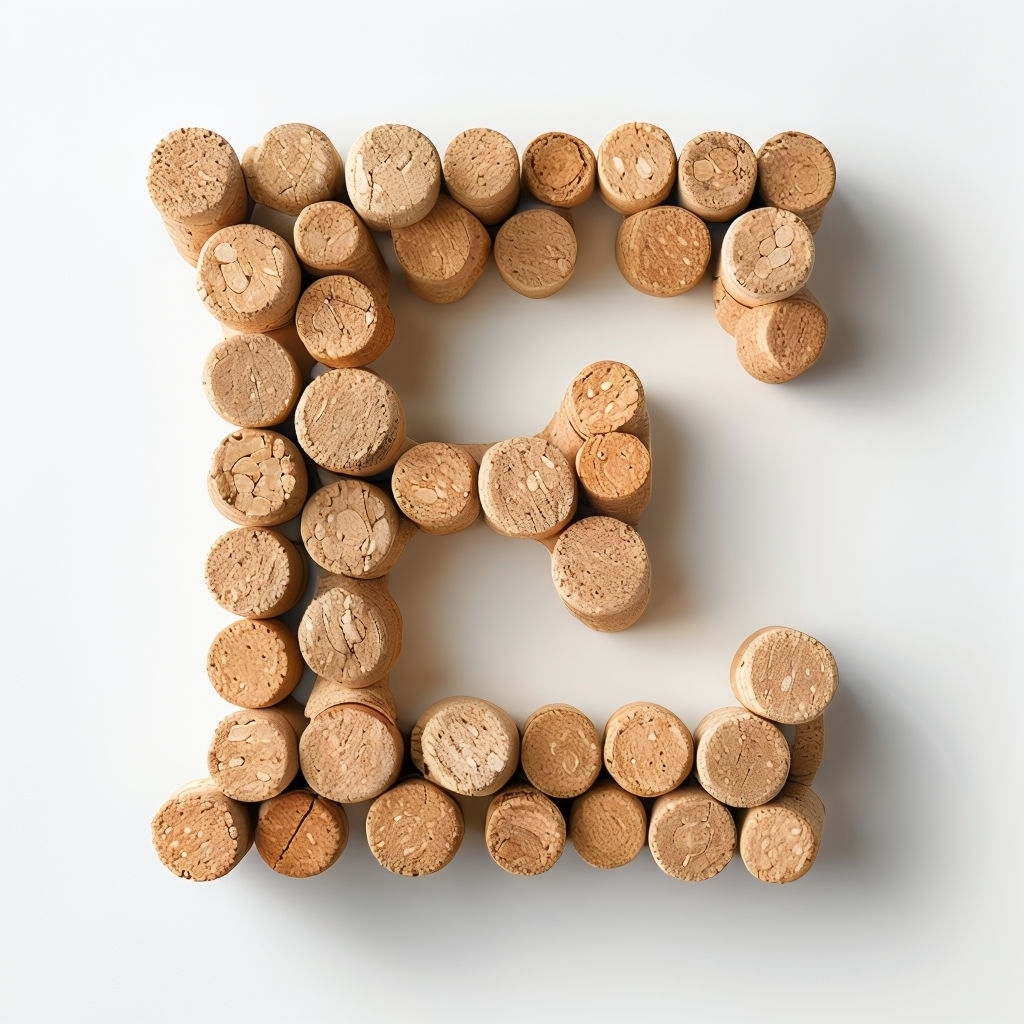 Natural Cork Monogram Letter E Photography Art Piece Monogram