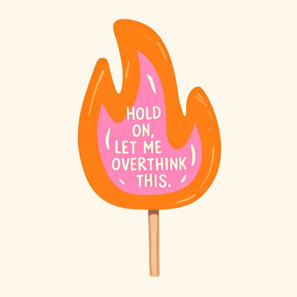 Playful Amber Flame Overthink This Motivational Sticker