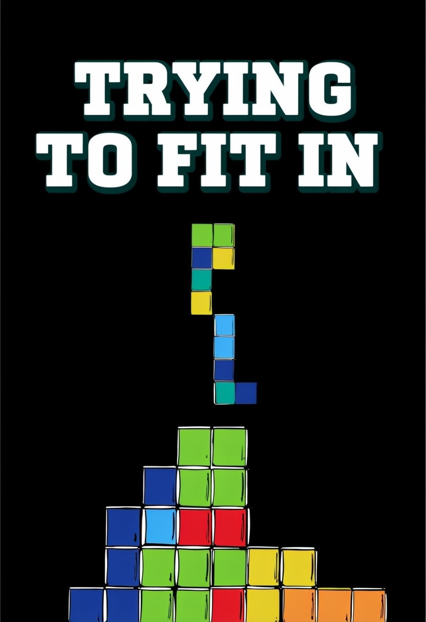 Retro Tetris Inspired 'Trying to Fit In' Art Poster