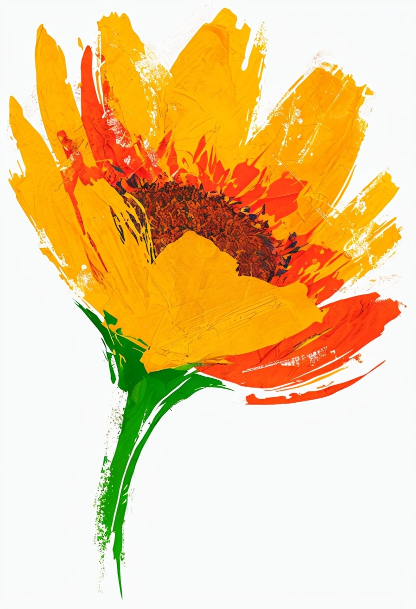 Vibrant Stylized Flower Illustration with Bold Colors Art