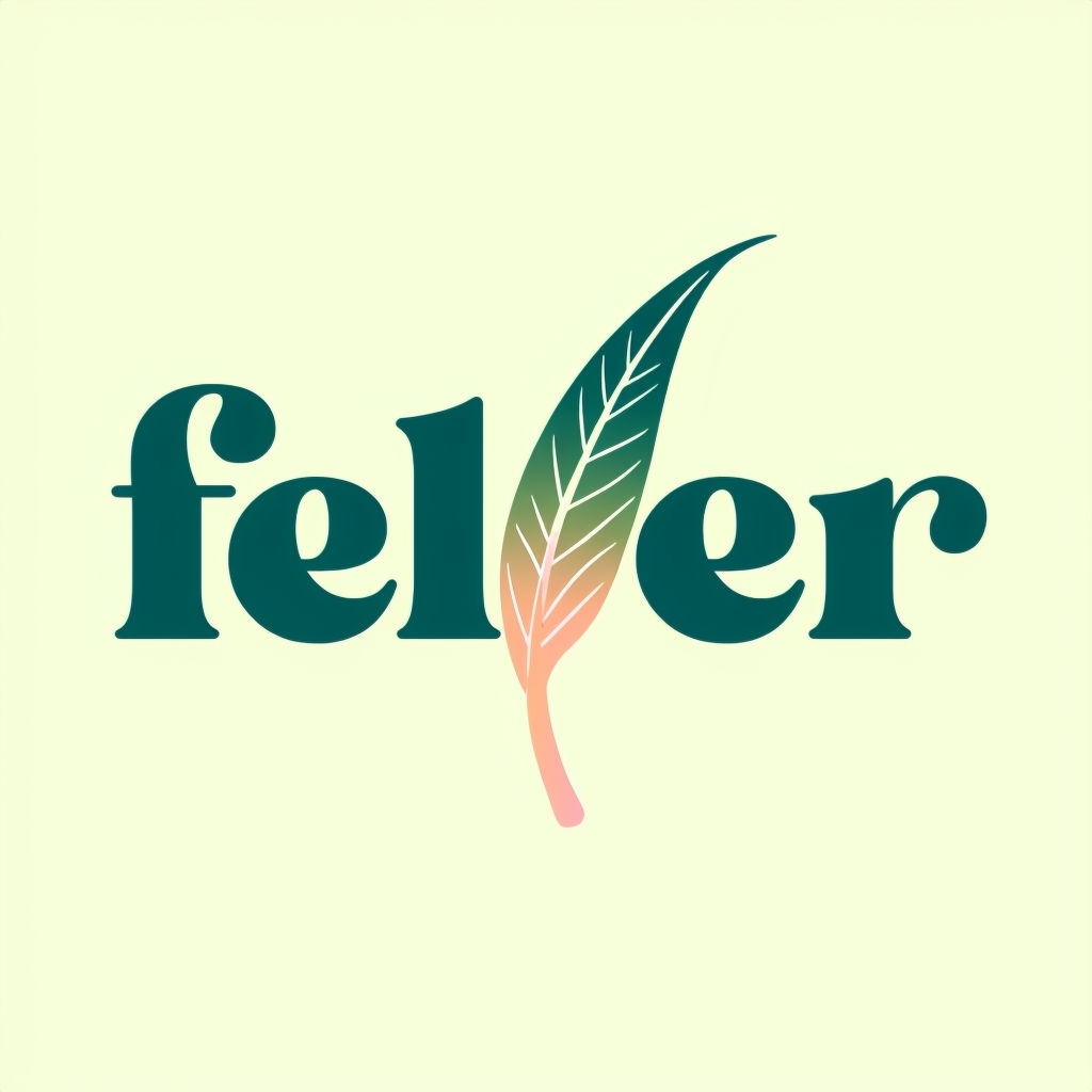 Elegant Teal Felter Logo with Leaf Design on Cream Background Logo