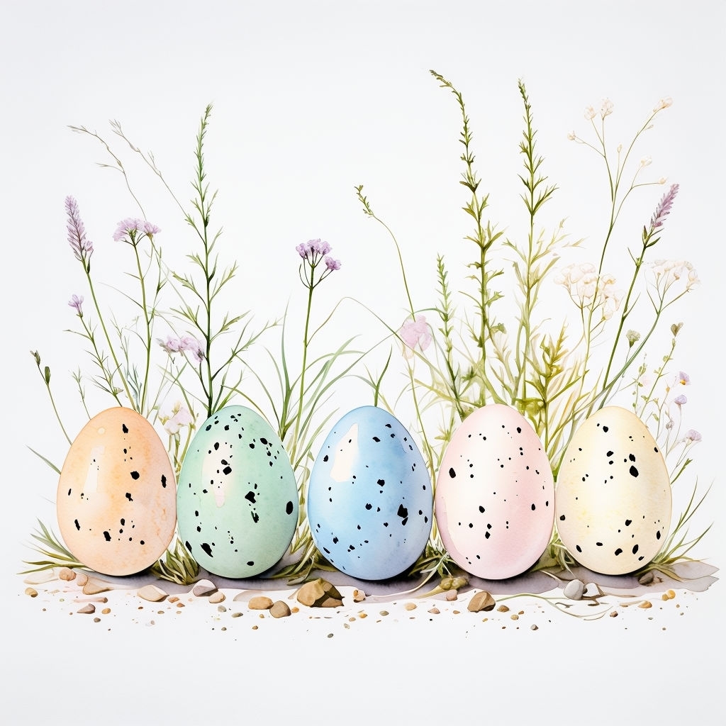 Pastel Watercolor Eggs with Wildflowers and Grasses Mug