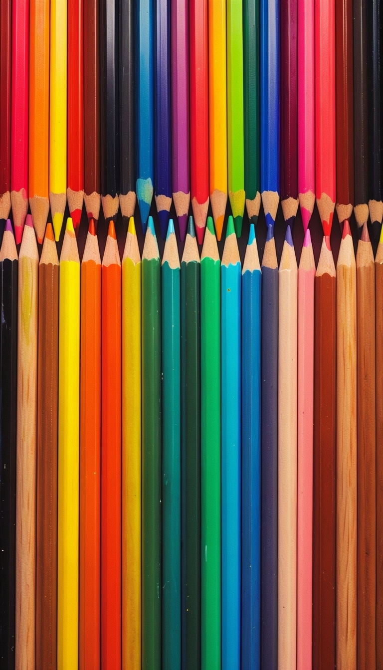 Vibrant Spectrum of Colored Pencils Art Wallpaper